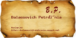 Balassovich Petrónia névjegykártya